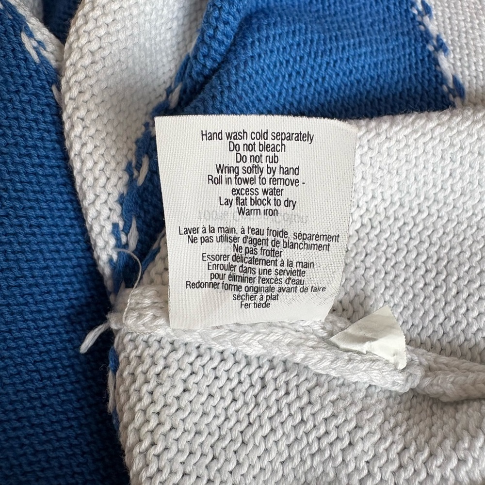 100% cotton sweater size small blue white crew neck - Picture 7 of 7